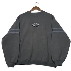 Vtg 90s NY Jets Center Logo Knit Sweater NFL Pro Line Oversized Medium Green